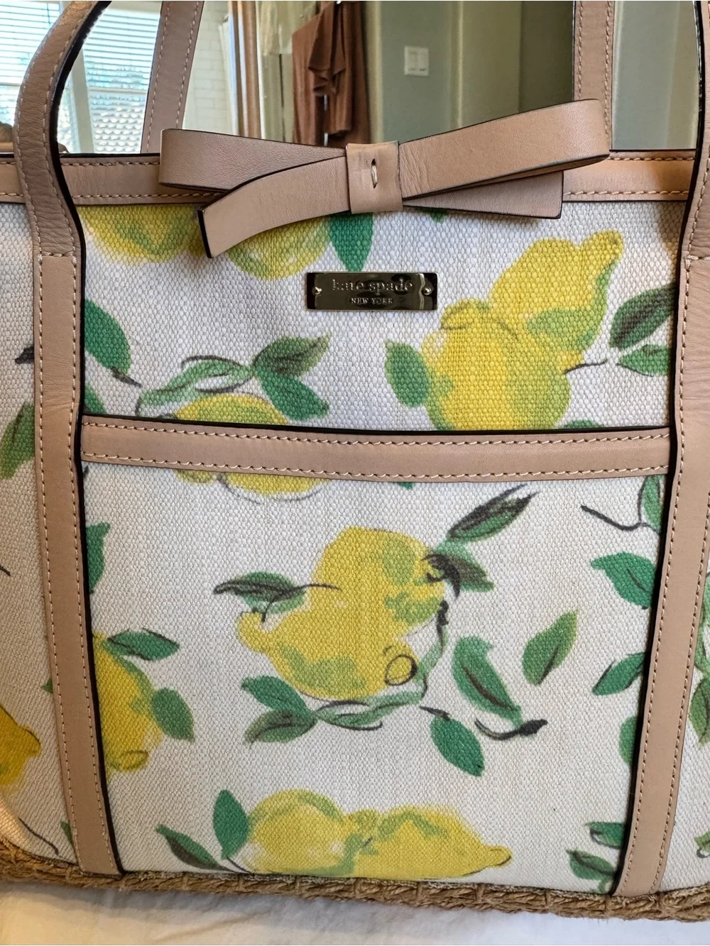 kate spade Espadrille Capri Painterly Canvas Lemon Print Tote - Picture 6 of 11